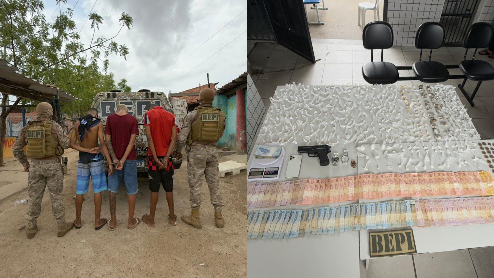 Suspeitos de tráfico são presos com mais de 300 porções de drogas em Teresina