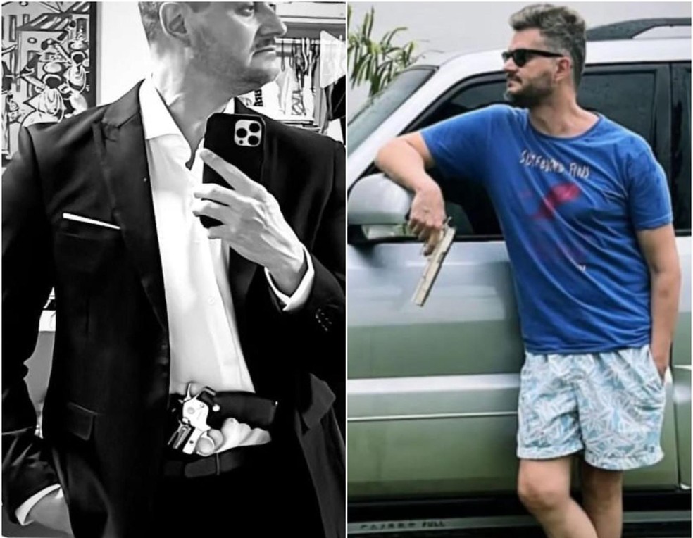 Marcos Harter postou foto nas redes sociais espondo armas — Foto: Reprodução