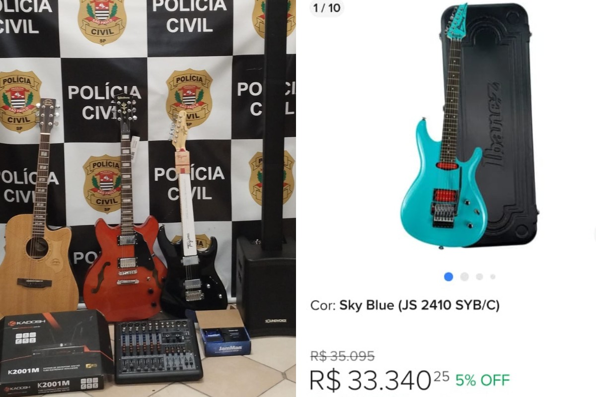 Polícia recupera guitarra de R$ 33 mil e desmantela esquema de receptação em Santos e Guarujá