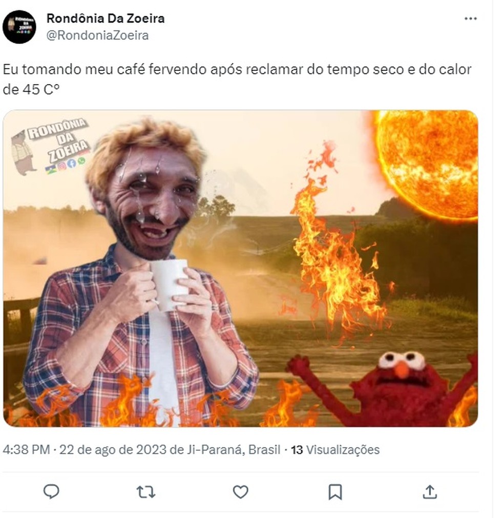 Calor em Rondônia vira meme nas redes sociais — Foto: Reprodução/Twitter