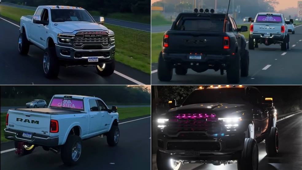 RAM 3500 modificada de Ana Castela apareceu em vídeos circulando em vias públicas — Foto: Reprodução / Instagram