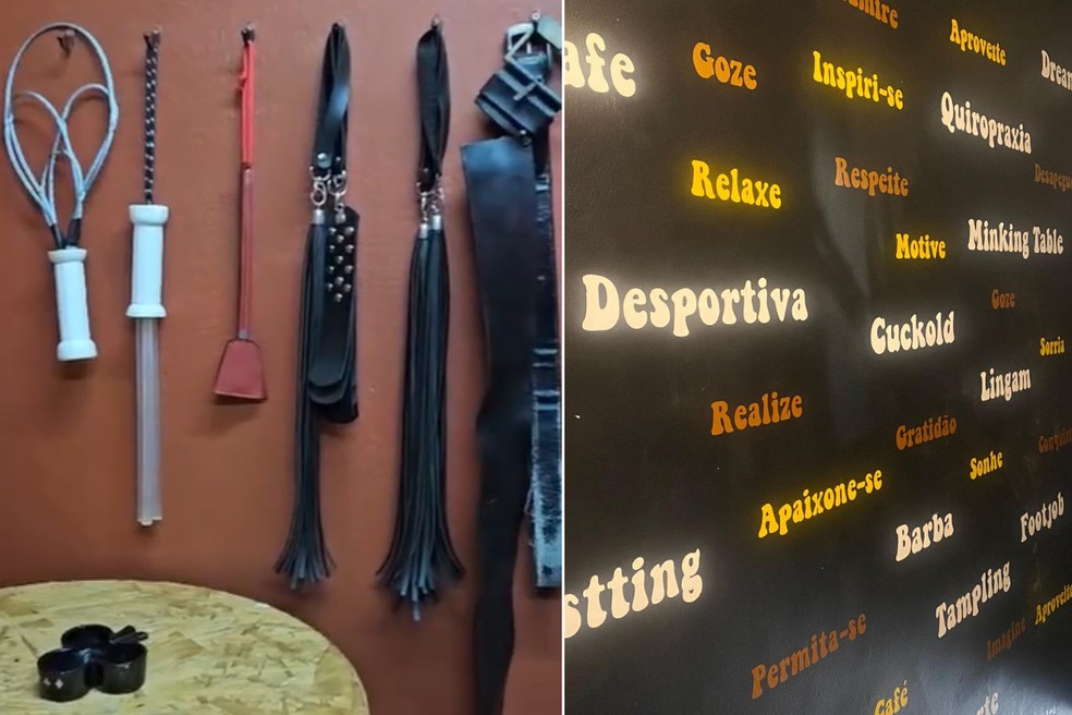 Polícia encontrou casa de prostituição e sadomasoquismo disfarçada de clínica estética em Santos, SP — Foto: Polícia Civil