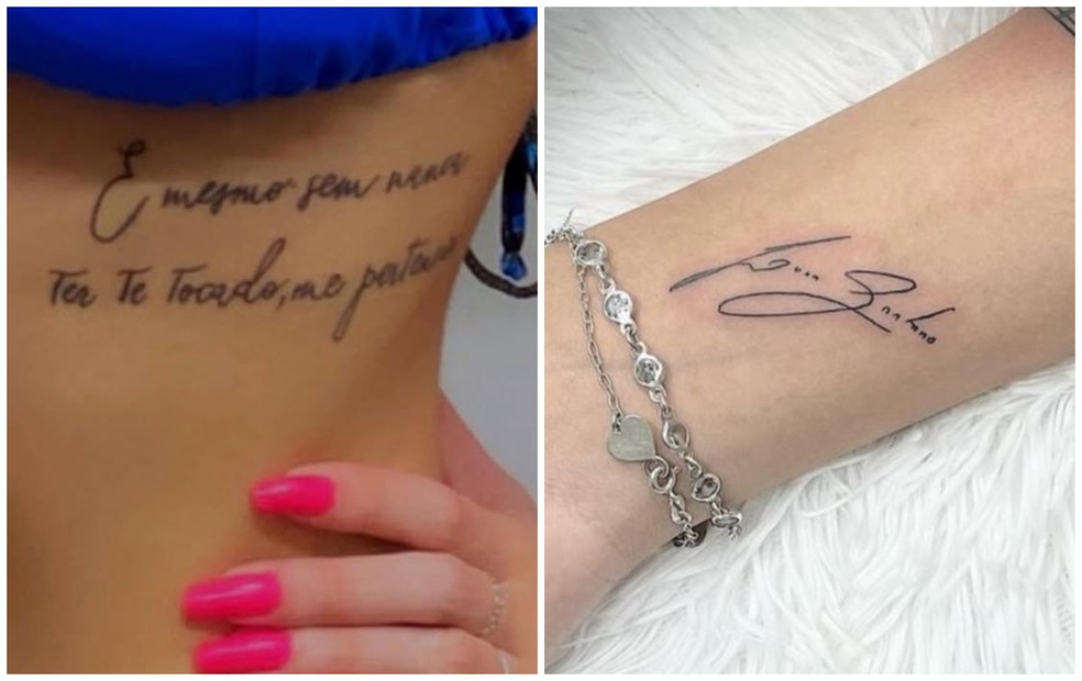 Rebeka Zanardo, de Sorocaba (SP) tem diversas tatuagens em homenagem ao cantor Luan Santana — Foto: Arquivo Pessoal