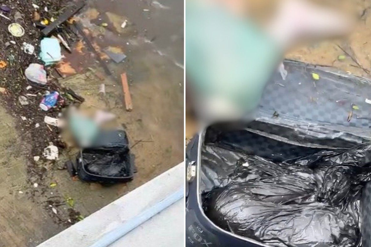 Mala com duas pernas humanas é encontrada boiando no mar no litoral de SP