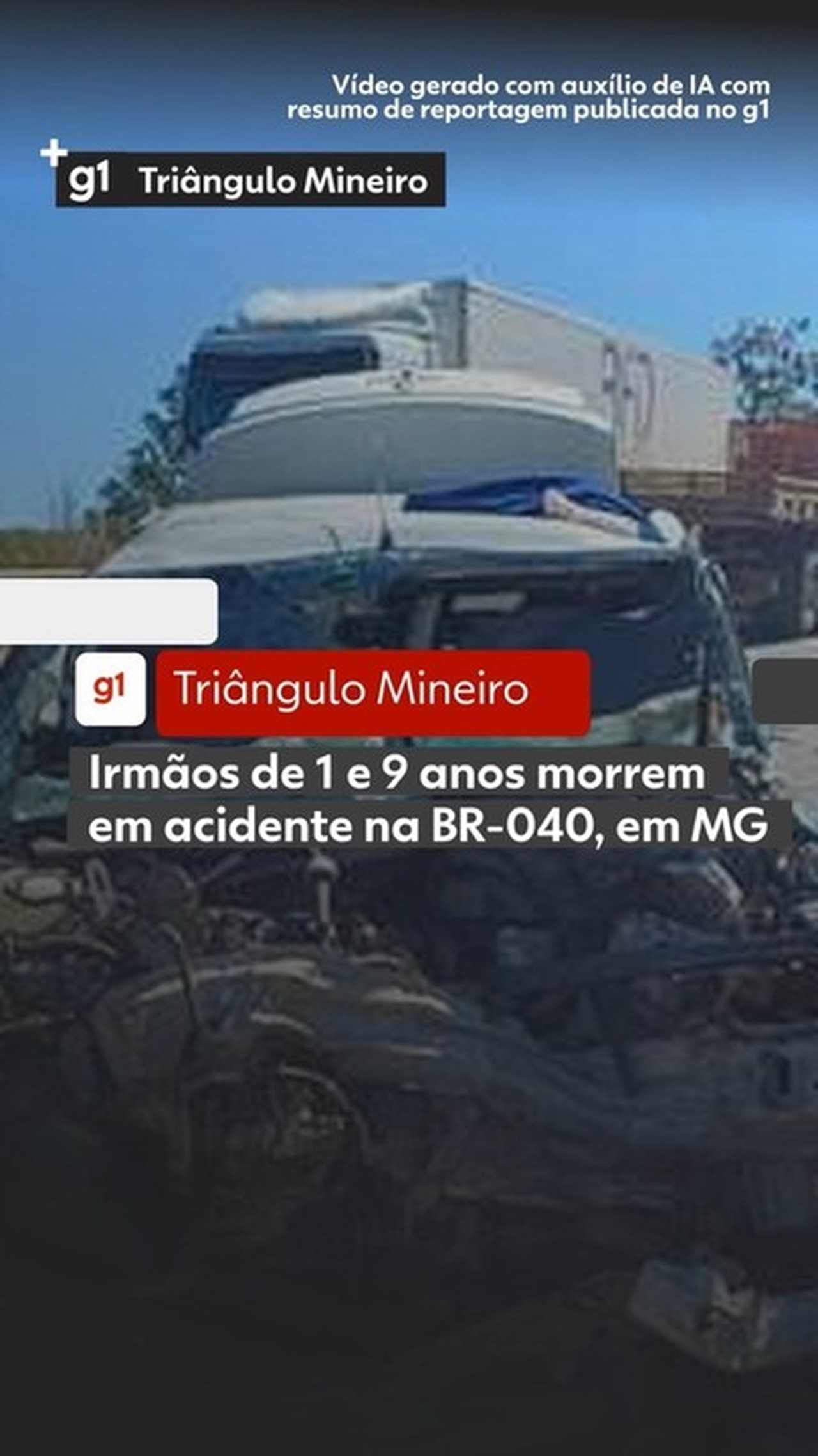 Irmãos de 1 e 9 anos morrem em acidente na BR-040, em MG