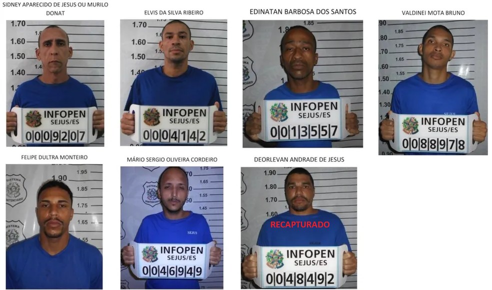 Fugitivos da Penitenciária Estadual de Vila Velha (PEVV VI) — Foto: Reprodução/TV Gazeta