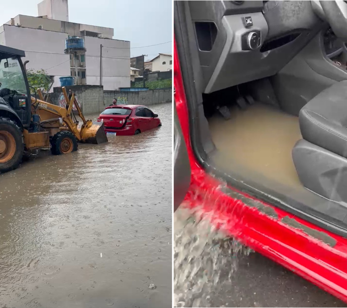 Pai alerta para alagamento em rua após filho ficar desolado ao perder carro em inundação em Macaé; VÍDEO