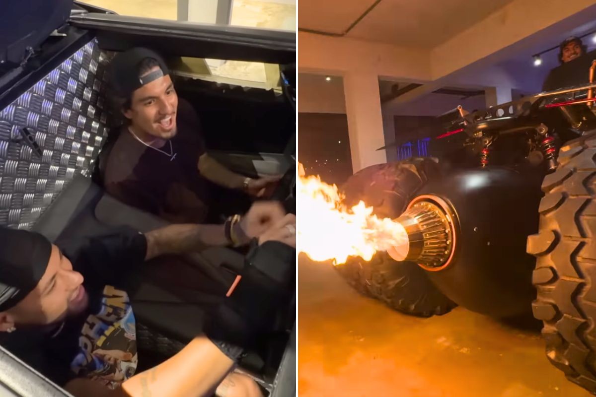 Gabriel Medina visita Neymar e conhece Batmóvel comprado por R$ 8,3 milhões pelo jogador; VÍDEO
