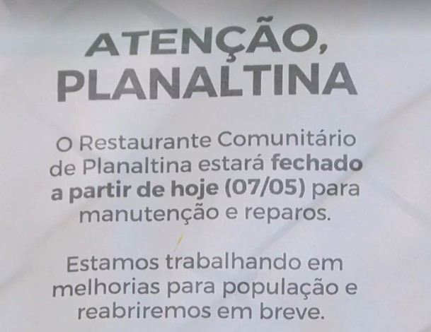 Após 7 meses fechado, restaurante comunitário de Planaltina, no DF, será reaberto nesta terça