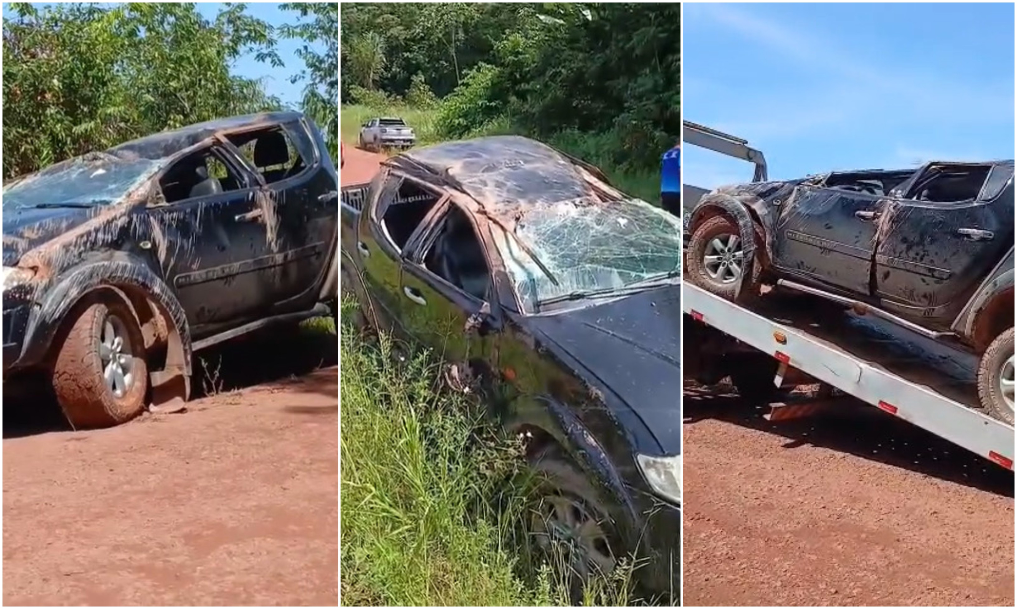 Cinco pessoas ficam feridas após caminhonete capotar em vicinal de Rorainópolis