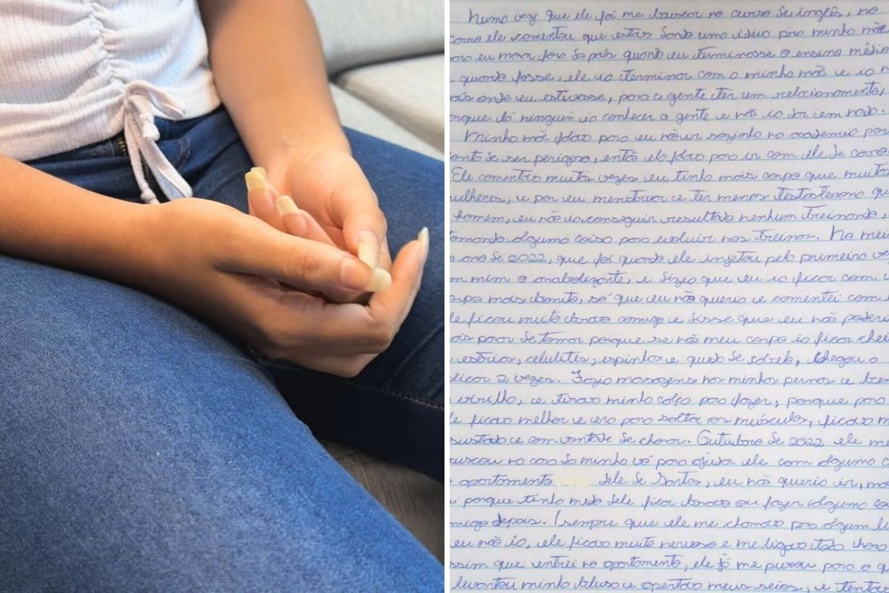 Adolescente escreveu carta relatando abusos do padrasto no litoral de SP — Foto: Matheus Croce/TV Tribuna e Reproduo