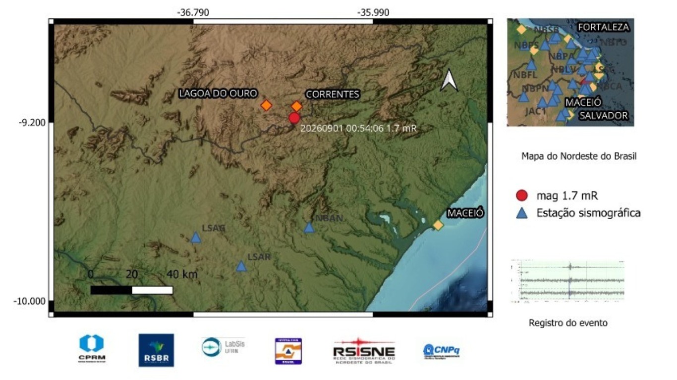 Tremor de terra de 1.7 na escola Richter é registrado em Correntes