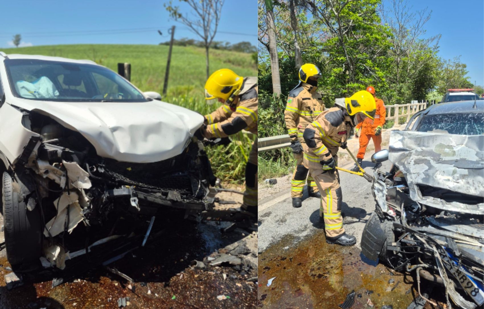 Acidente entre carros deixa dois feridos e bloqueia trecho da BR-235 em Laranjeiras