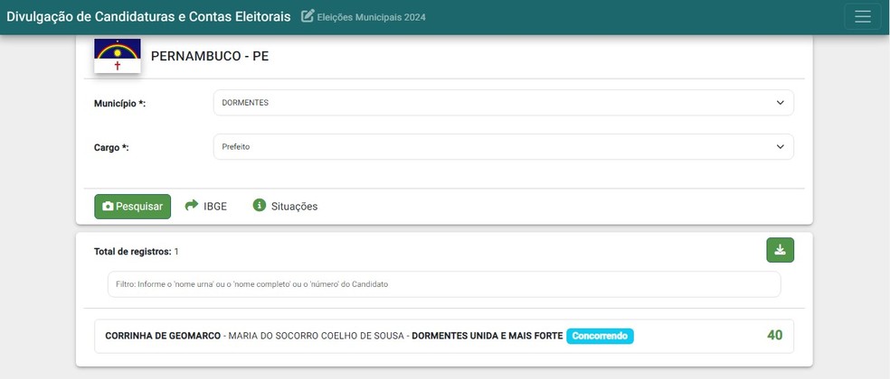Corrinha de Geomarco (PSB) é a única a concorrer ao cargo de prefeito em Dormentes, PE. — Foto: Reprodução/ Divulgacand
