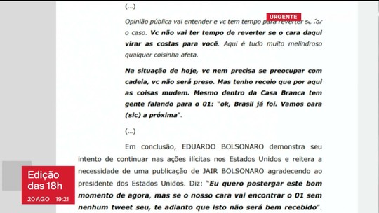 Em mensagens com Jair Bolsonaro, Eduardo pede pressa e demonstra temor de que Trump 'vire as costas' e 'passe para a próxima'