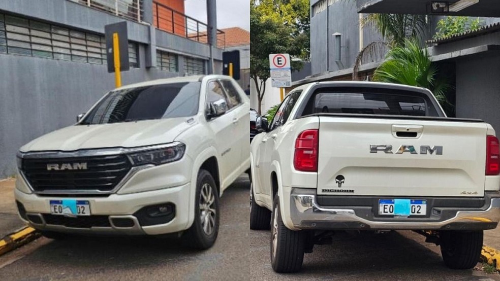 2 de 3
Motorista foi autuado ap&oacute;s estacionar uma caminhonete com a placa parcialmente encoberta em Bauru &mdash; Foto: Laura Reis/JC Net