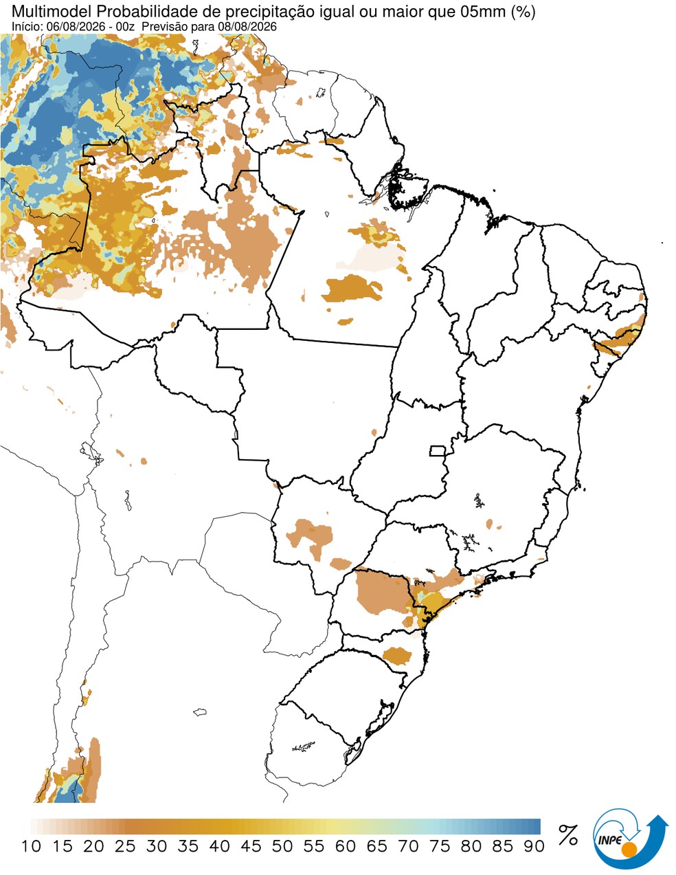 Previsão de chuva nesta sexta em todo o país. — Foto: Inmet/Reprodução