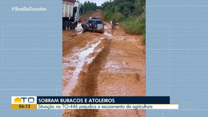 Buracos e atoleiros na TO-446 prejudicam escoamento da agricultura