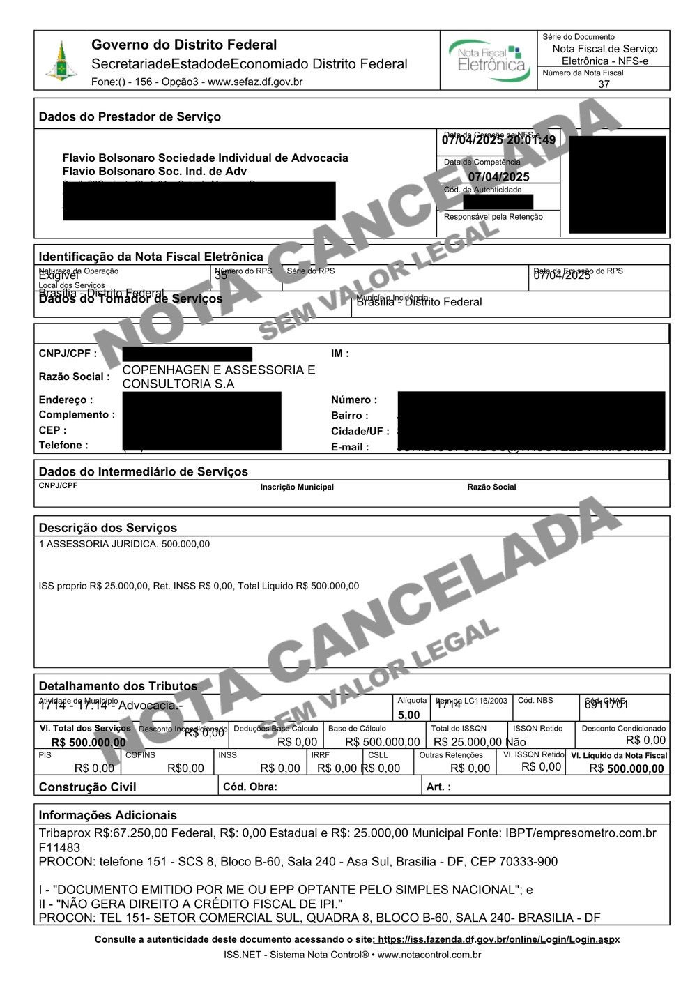 Escritório de Flávio Bolsonaro emite notas fiscais para empresa ligada a investigações de fraudes financeiras