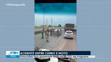 Acidente entre carro e moto deixa feridos em Araguaína