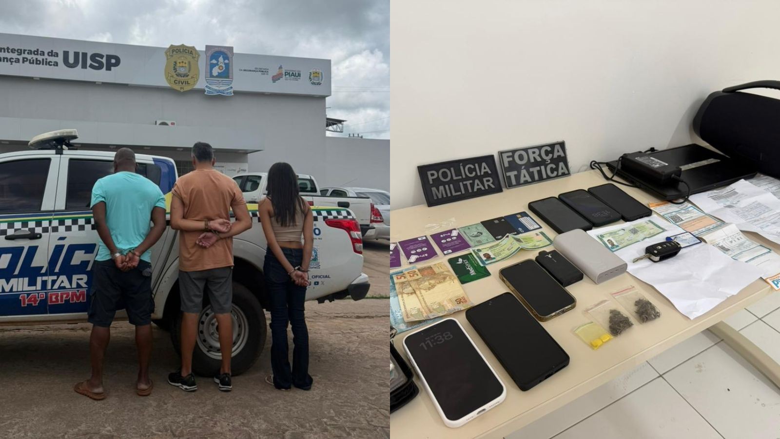 Trio é preso após usar documentos falsos para fazer transação bancária no PI; pen drive com 50 mil nomes apreendido