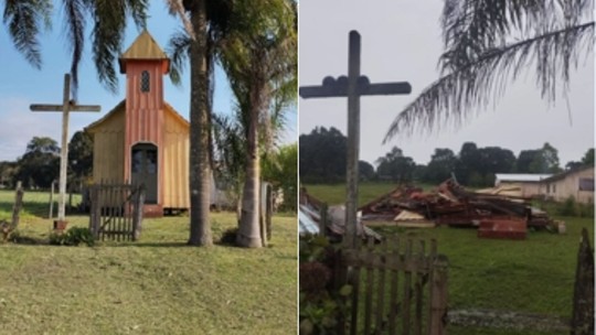 VÍDEO: temporais derrubam capela e arrancam telhado de barracão no Paraná