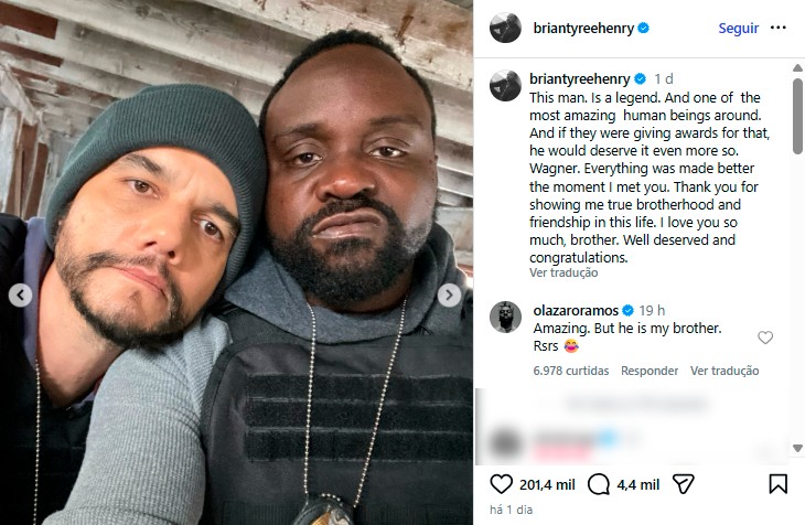 Lázaro Ramos brinca em homenagem de Brian Tyree Henry a Wagner Moura: 'Maravilhoso, mas é meu irmão' 