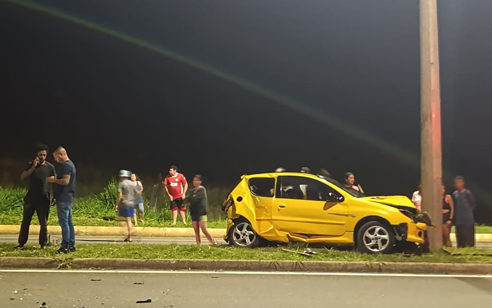 Motorista freia para não atropelar capivara, é atingido na traseira por outro carro e bate em poste em MG