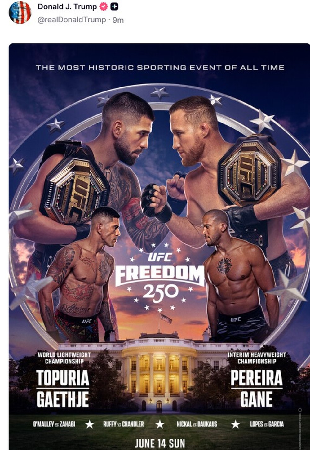 Alex Pereira enfrentará Ciryl Gane em evento do UFC na Casa Branca em junho