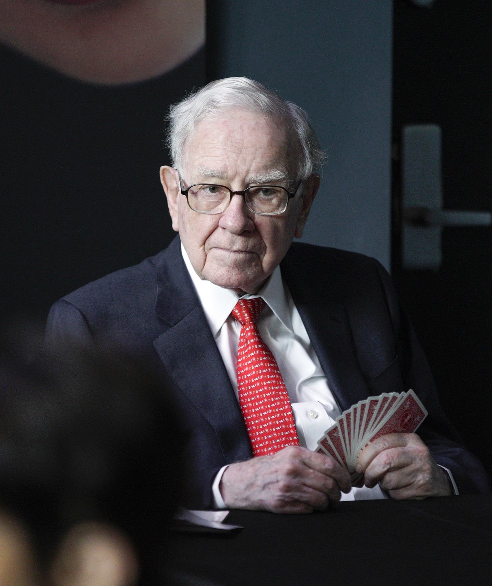 Warren Buffett em Omaha, Nebraska (EUA) no último dia 6 de maio de 2018. — Foto: Nati Harnik / AP
