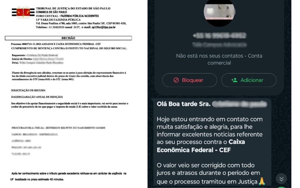 Criminosos falsificam documentos oficiais e se passam por escritórios de advocacia em Franca, SP — Foto: Reprodução