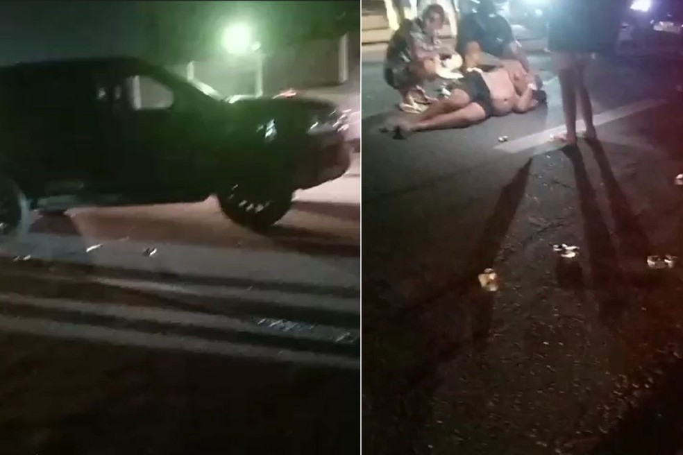 PM em viatura descaracterizada atropelou homem em Mongaguá (SP) — Foto: SOS Mongaguá