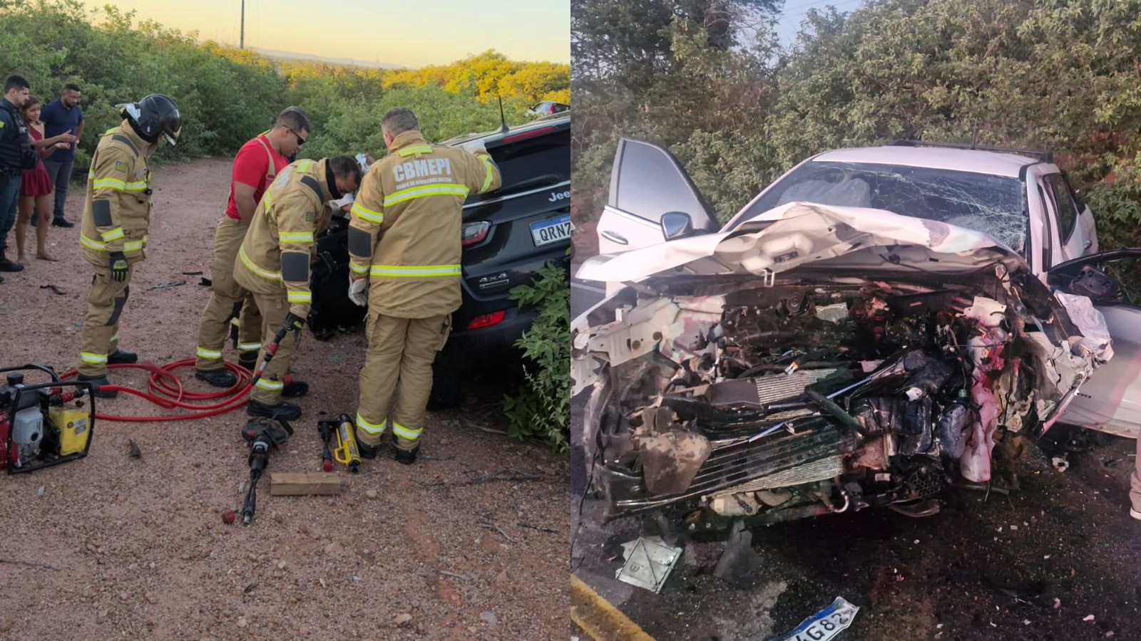 Colisão entre caminhonete e SUV deixa motoristas feridos na PI-140, no Sul do Piauí