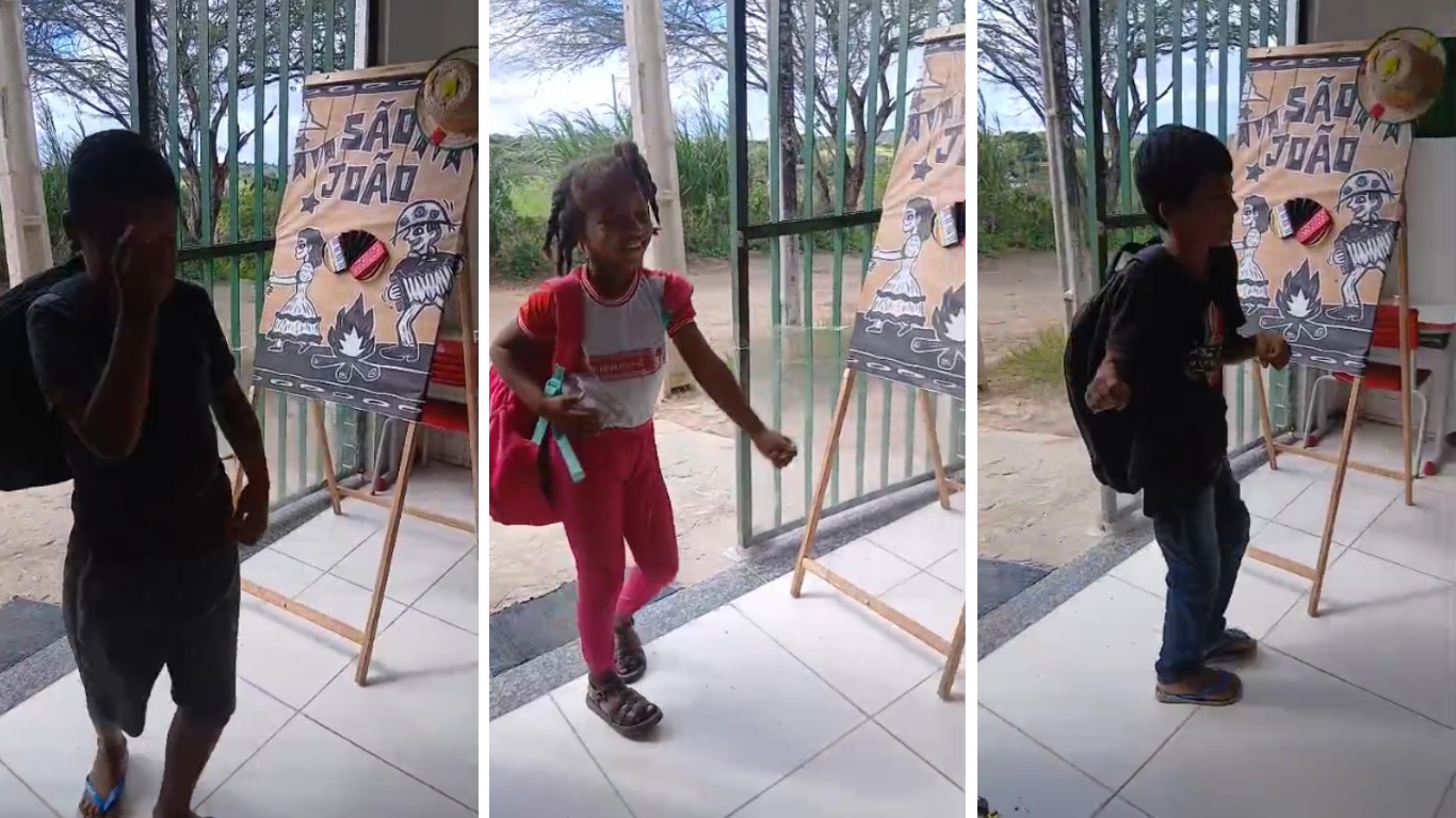 Estudantes de colégio quilombola de Itaíba dançam em dinâmica junina para ganhar doces e VÍDEO viraliza