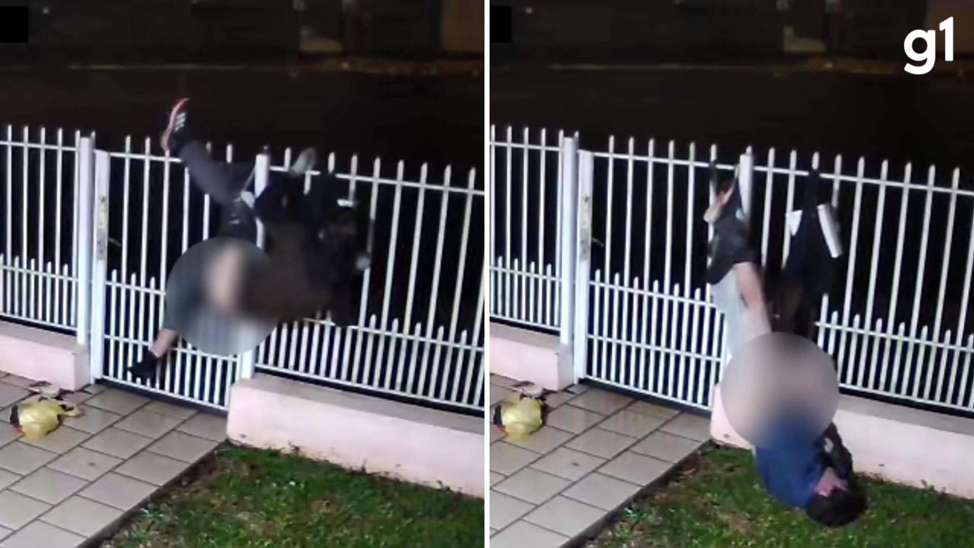 Homem fica pendurado sem calça em grade de casa após tentar invadir a residência no RS; VÍDEO