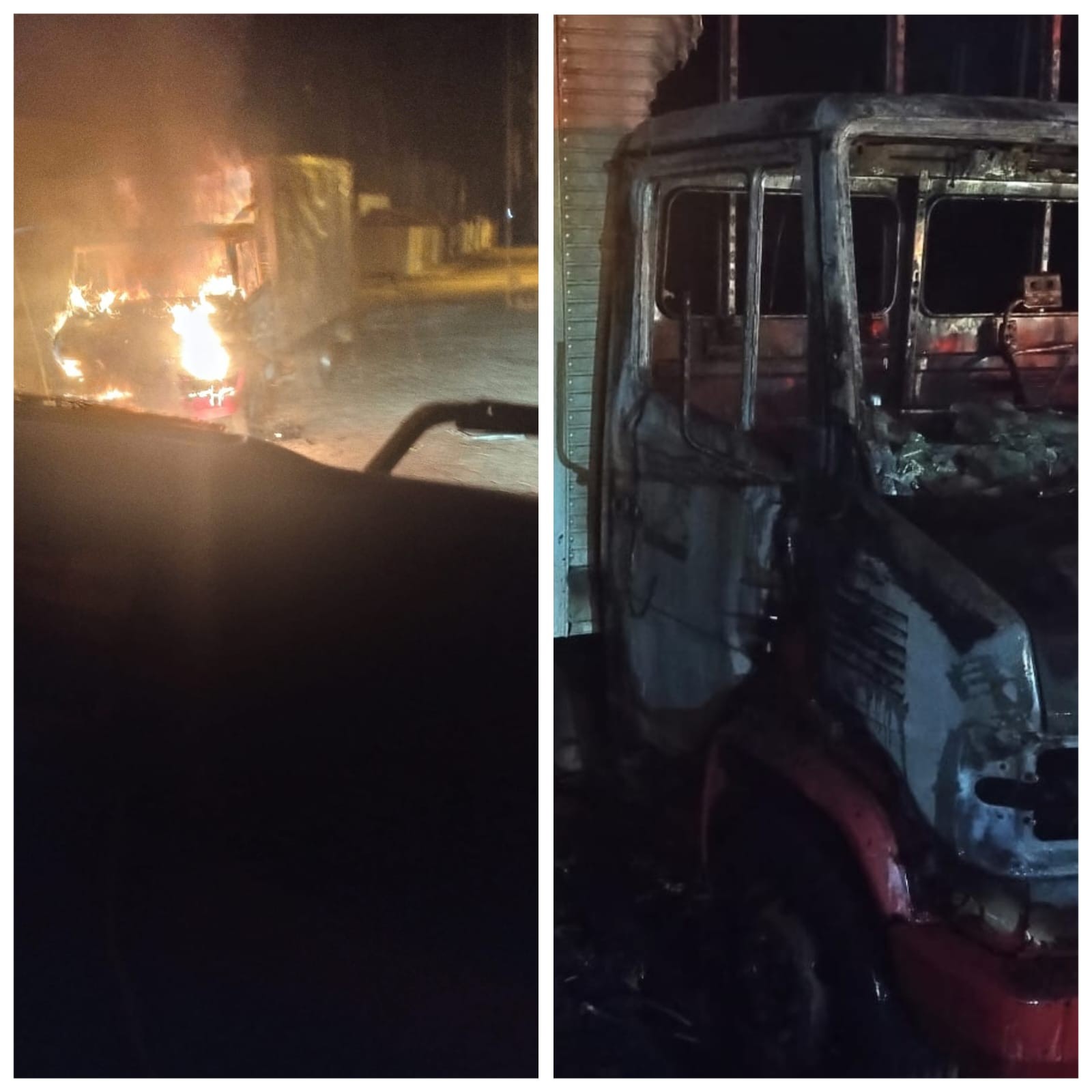 Proprietário de caminhão acorda com barulho na madrugada e encontra veículo em chamas na porta de casa, em Francisco Sá
