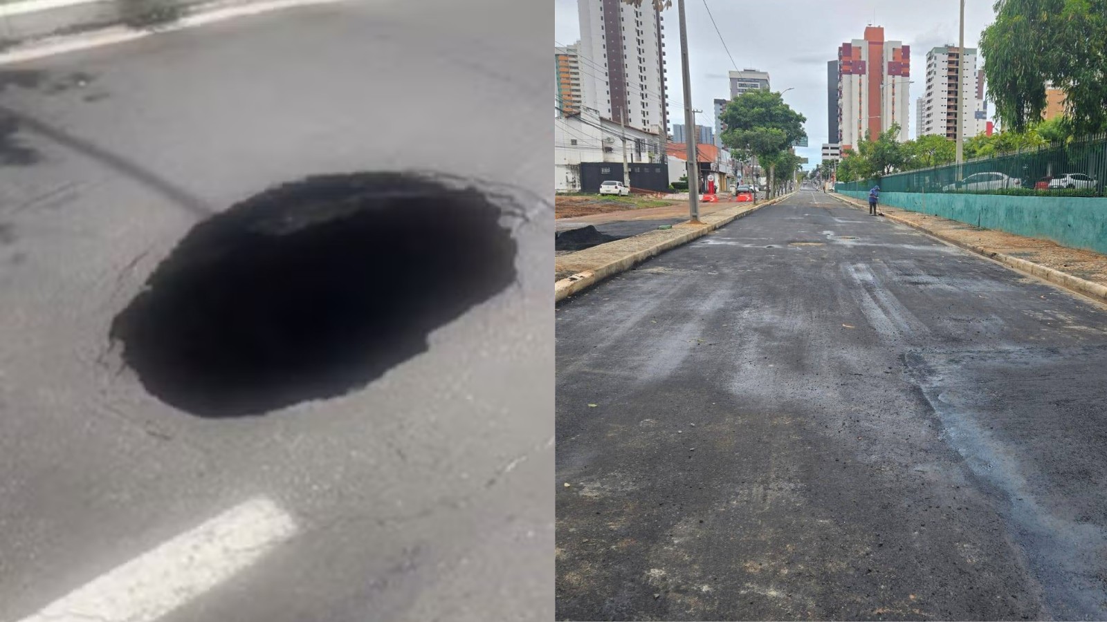 Trecho da Av. Jóquei Clube é liberado após conclusão de obra em Teresina; cratera causada por falha na drenagem