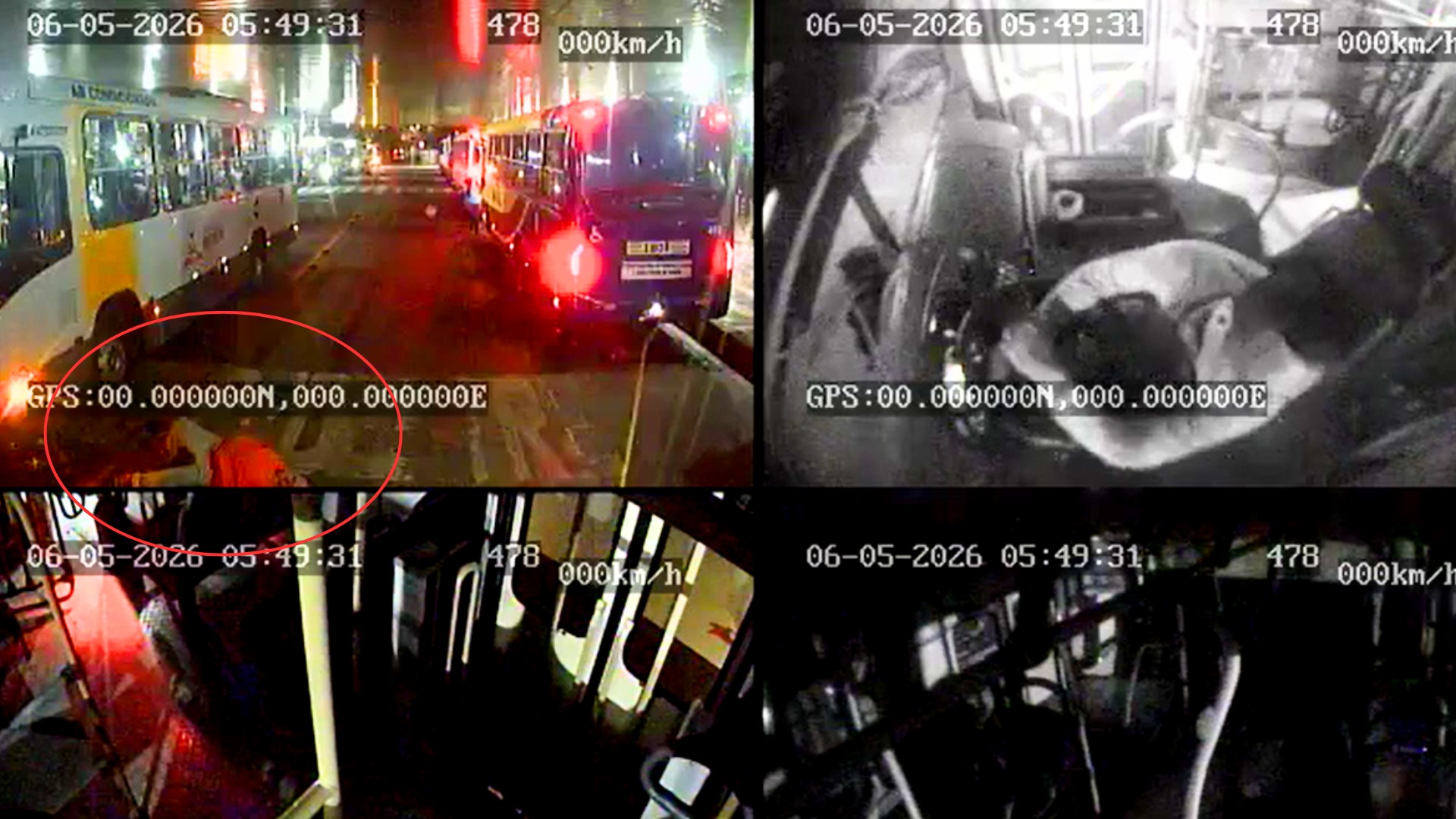 VÍDEO: idoso atravessa fora da faixa em terminal, é atropelado por ônibus e acidente é flagrado por câmera