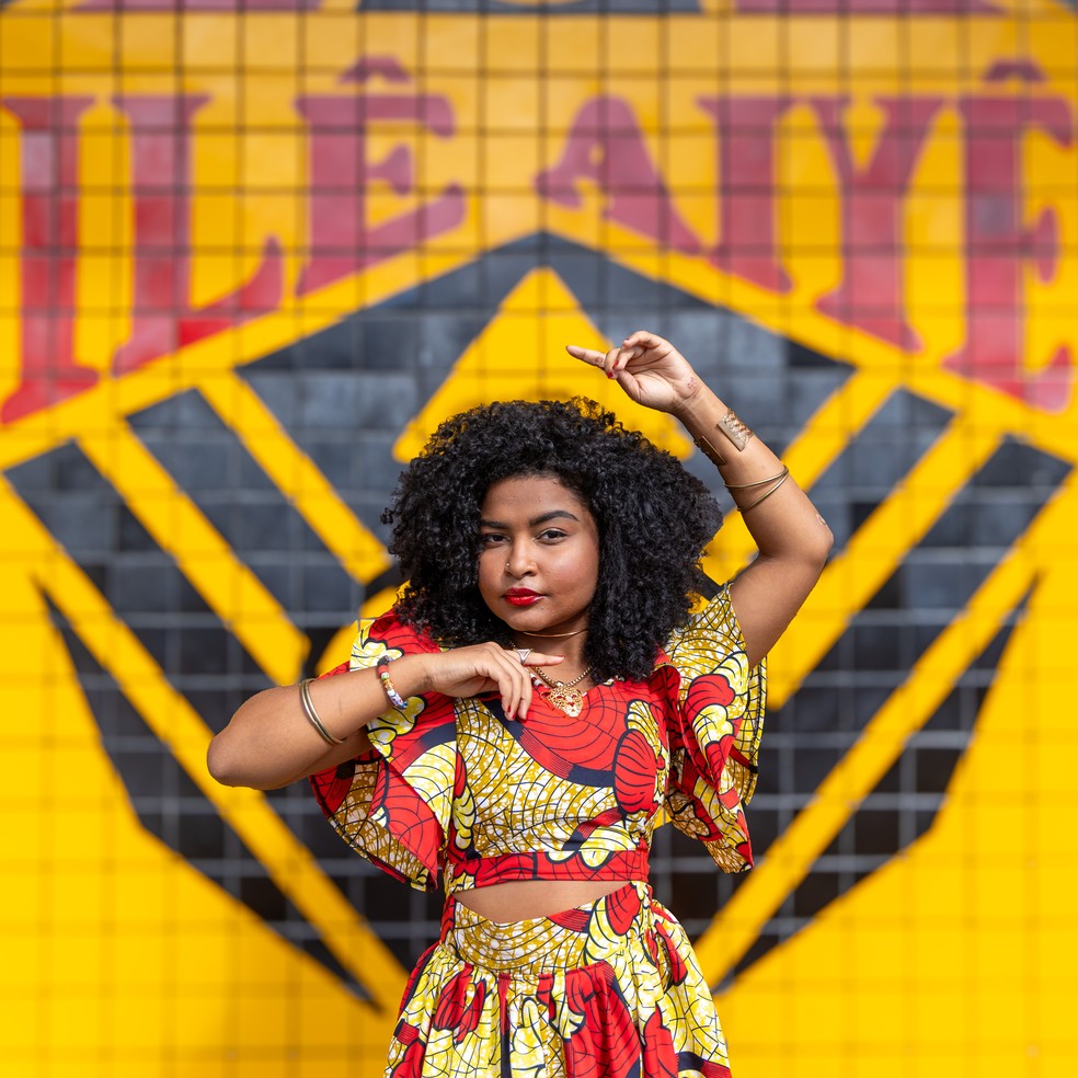 Maria Victória concorre ao título de Deusa do Ébano do Ilê Aiyê 2025 — Foto: André Frutuoso/Divulgação