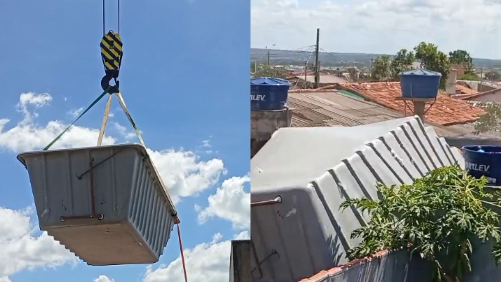 Novo vídeo mostra queda de guindaste e da piscina que era içada em Uberlândia