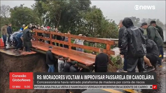 Moradores de Candelária (RS) voltam a improvisar passarela - Programa: Conexão Globonews 