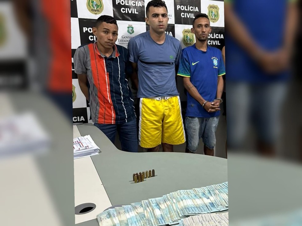 Funcionário de escola e dois comparsas são presos por assalto a diretora de colégio em Fortaleza. — Foto: Reprodução