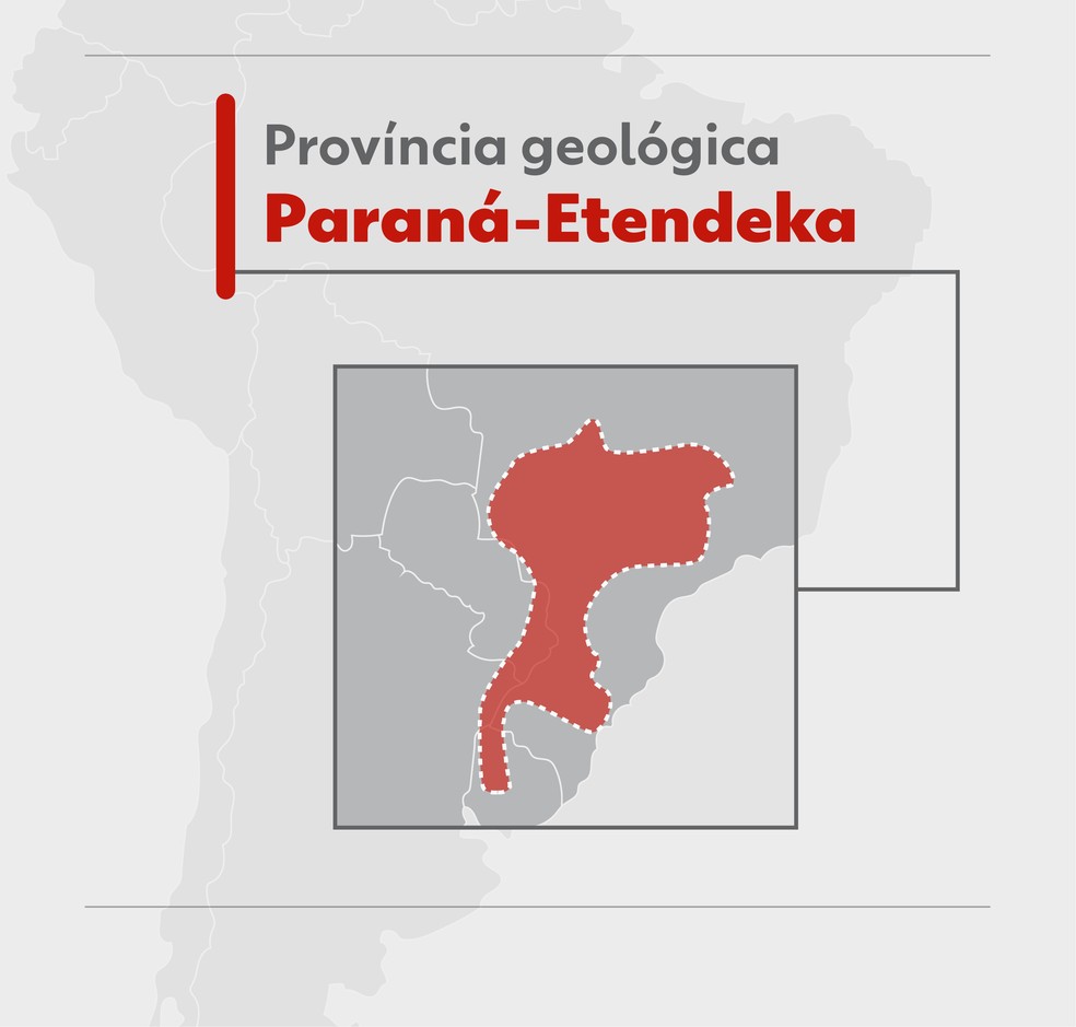 Localização da província geológica Paraná-Etendeka — Foto: Fabio Furtado/Artes/RPC