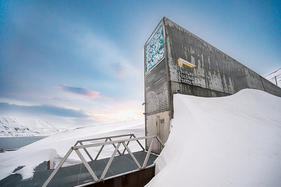 Banco Global de Sementes de Svalbard, em Longyearbyen, na Noruega, em fevereiro de 2025. — Foto: Michael Major/Crop Trust/Wikimedia Commons