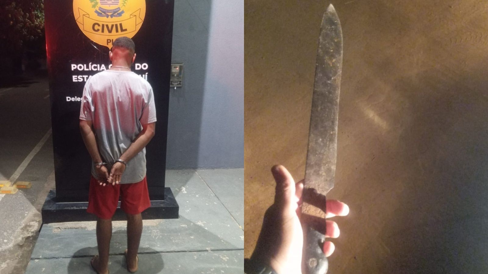 Homem é preso após invadir casa, destruir pertences e ameaçar mulher com facão no PI