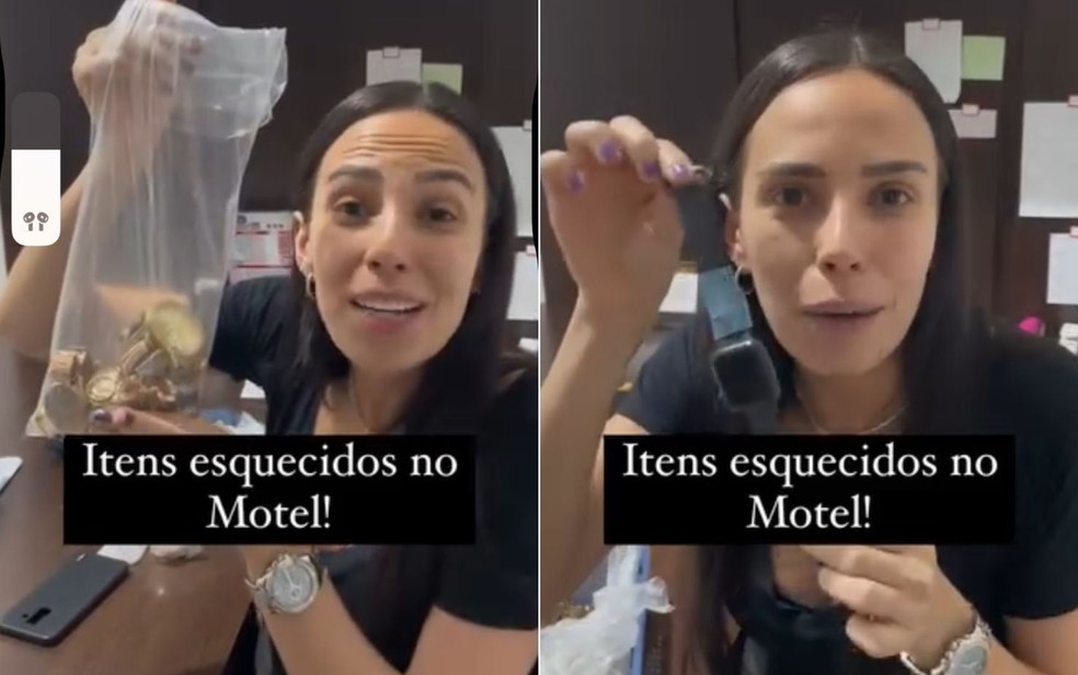 Krisley Maria Silva Guimarães Marques viralizou nas redes sociais após mostrar itens inusitados esquecidos por clientes em motel de Goiânia — Foto: Reprodução/Instagram de Krisley Marques