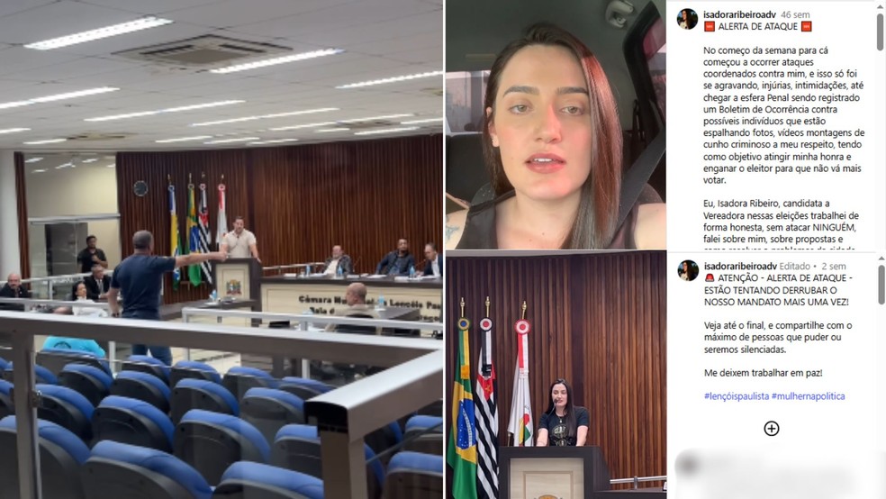 Posts feitos pela vereadora em sua rede social sobre o caso — Foto: Reprodução/Instagram