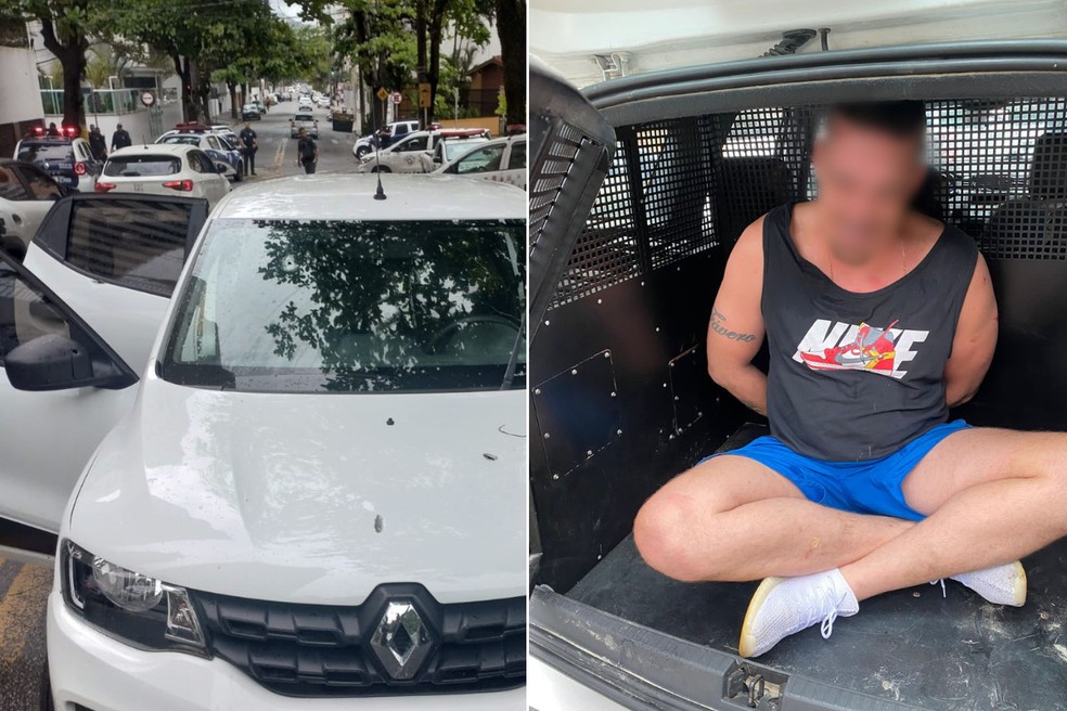 Homem de 32 anos foi preso por embriaguez ao volante e desacato após perseguição policial com tiroteio em Guarujá, SP — Foto: Imagens cedidas por Plantão Guarujá