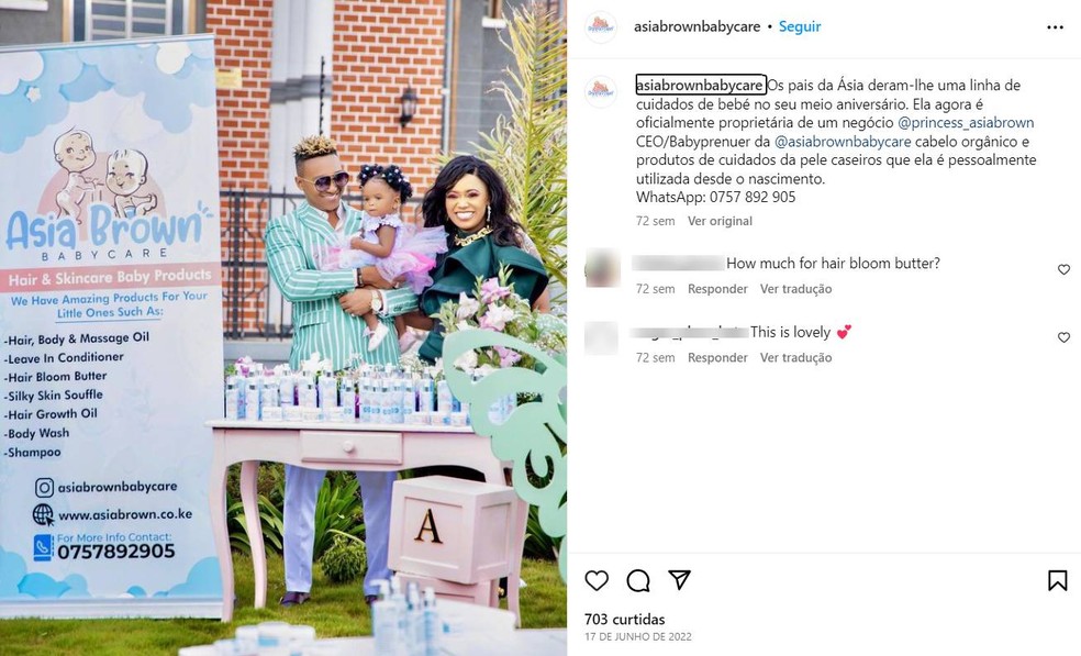 Lançamento do primeiro negócio de Asia Brown ocorreu em junho de 2022 — Foto: Reprodução/ Instagram