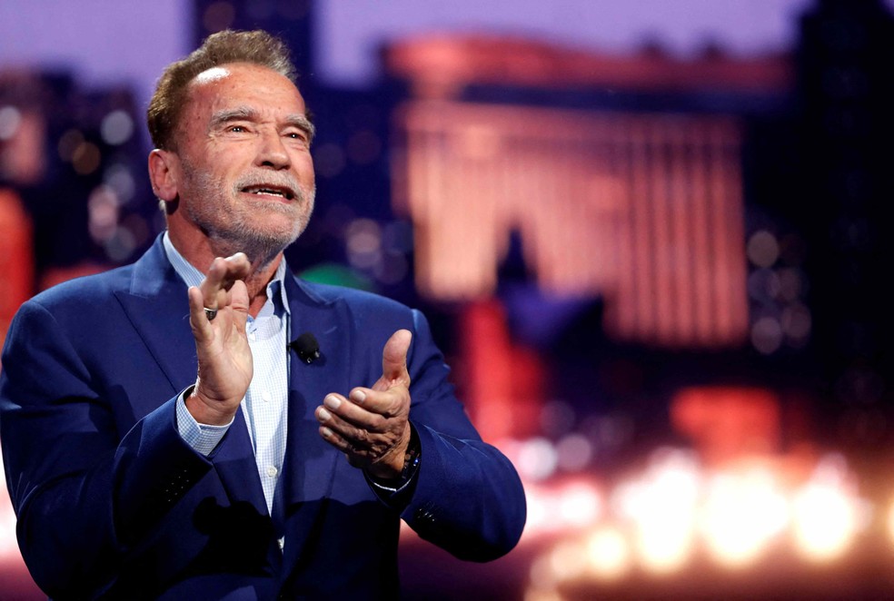 Arnold Schwarzenegger durante o CES 2023, em Las Vegas, em janeiro de 2023 — Foto: Steve Marcus/Reuters/Arquivo